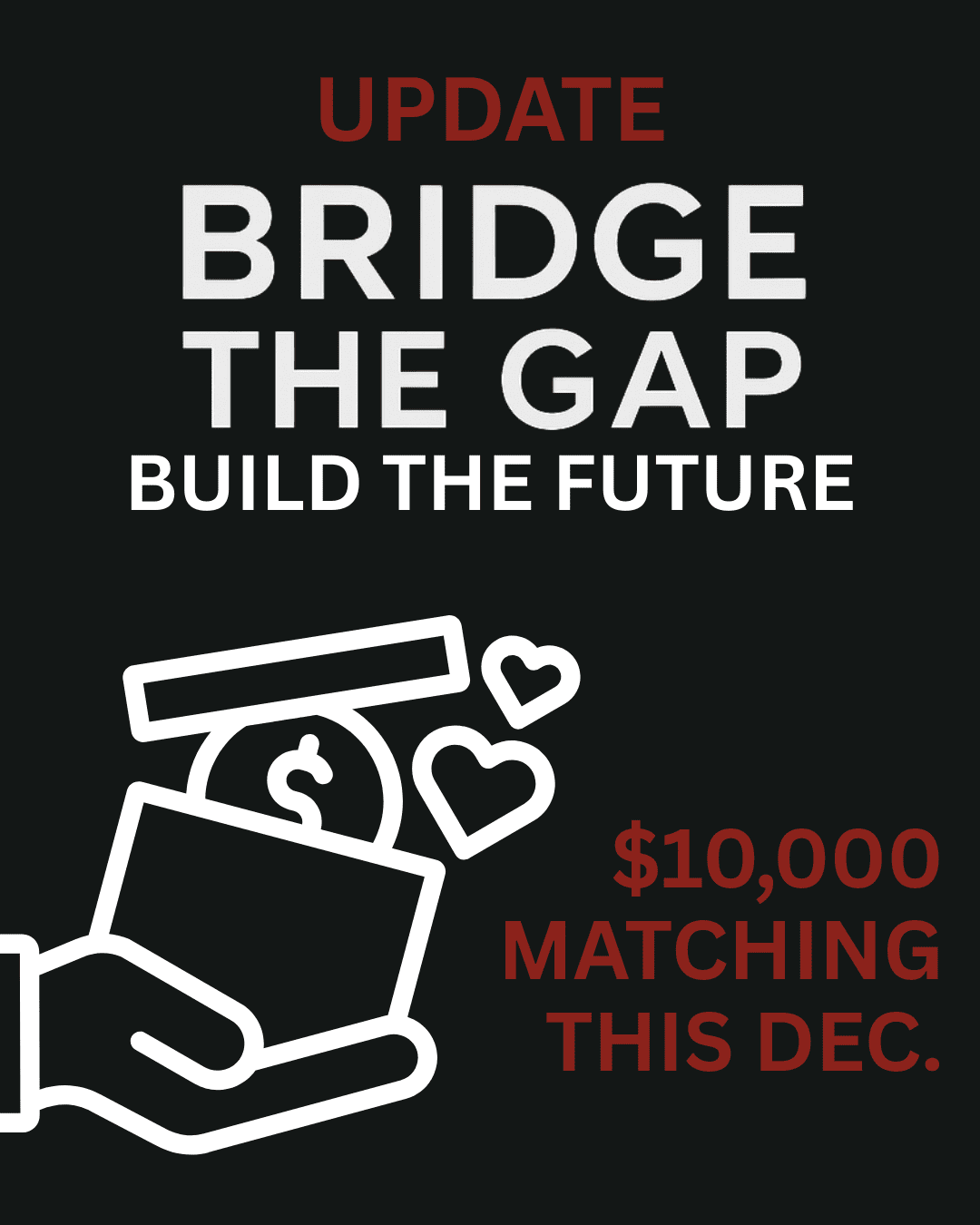 BUILD THE FUTURE UPDATE $10,000 MATCHING THIS DEC.